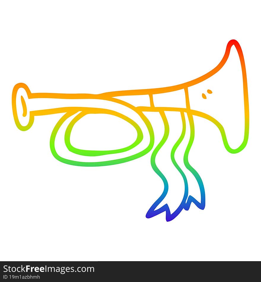 rainbow gradient line drawing cartoon brass horn