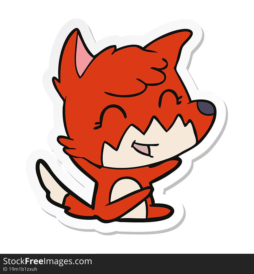 sticker of a happy cartoon fox