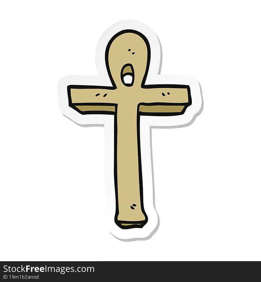 Sticker Of A Cartoon Ankh Symbol