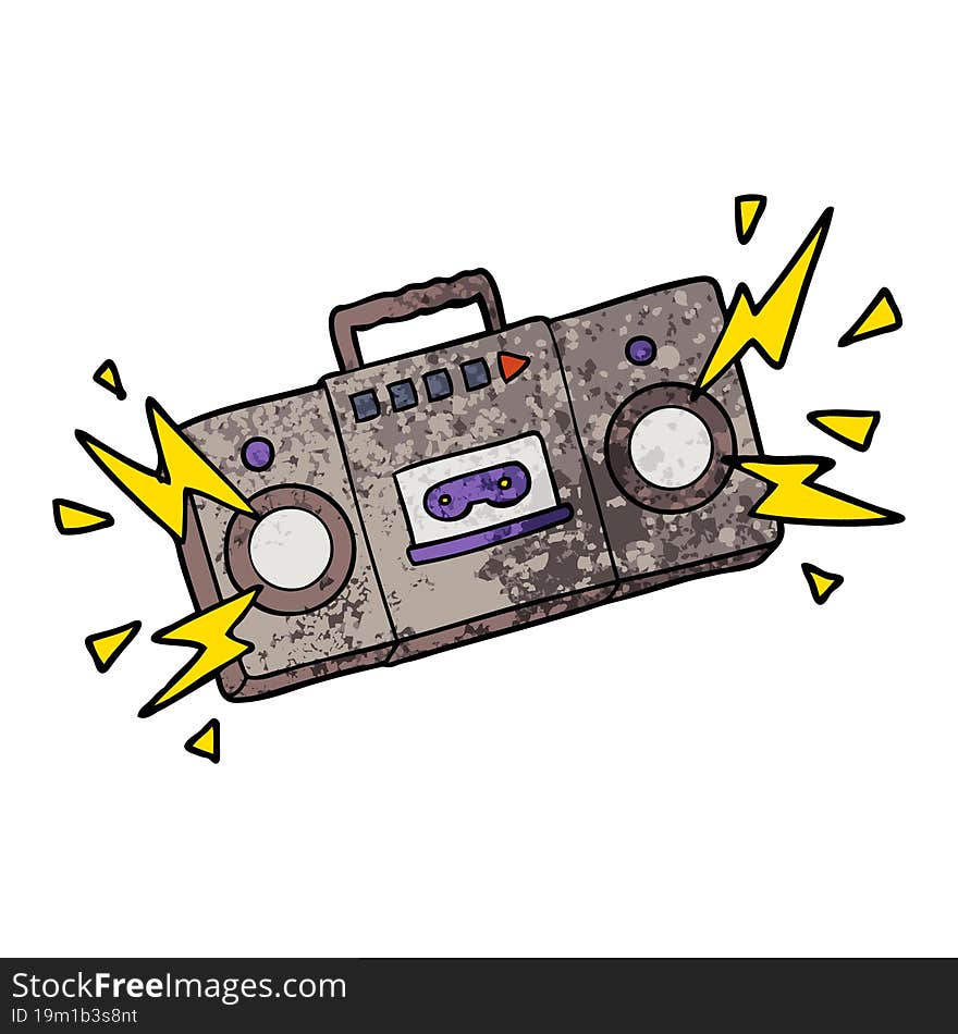 retro cartoon tape cassette player blasting out old rock tunes. retro cartoon tape cassette player blasting out old rock tunes