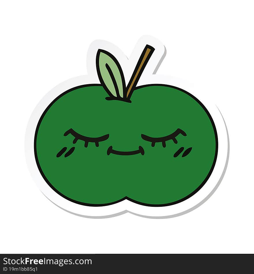 sticker of a cute cartoon juicy apple