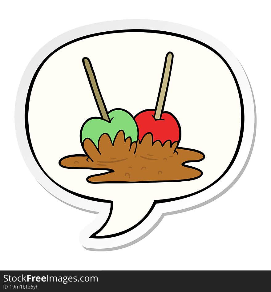 Cartoon Toffee Apples And Speech Bubble Sticker