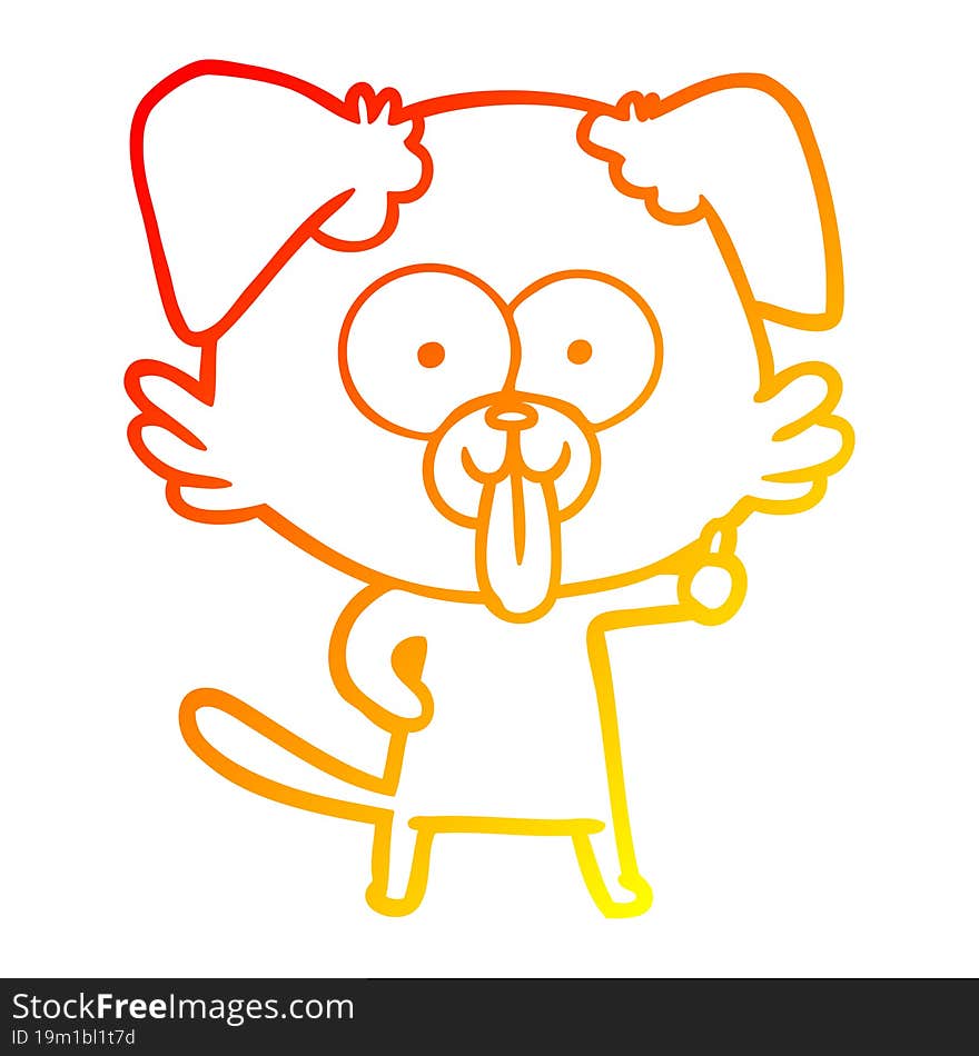 warm gradient line drawing of a cartoon dog with tongue sticking out