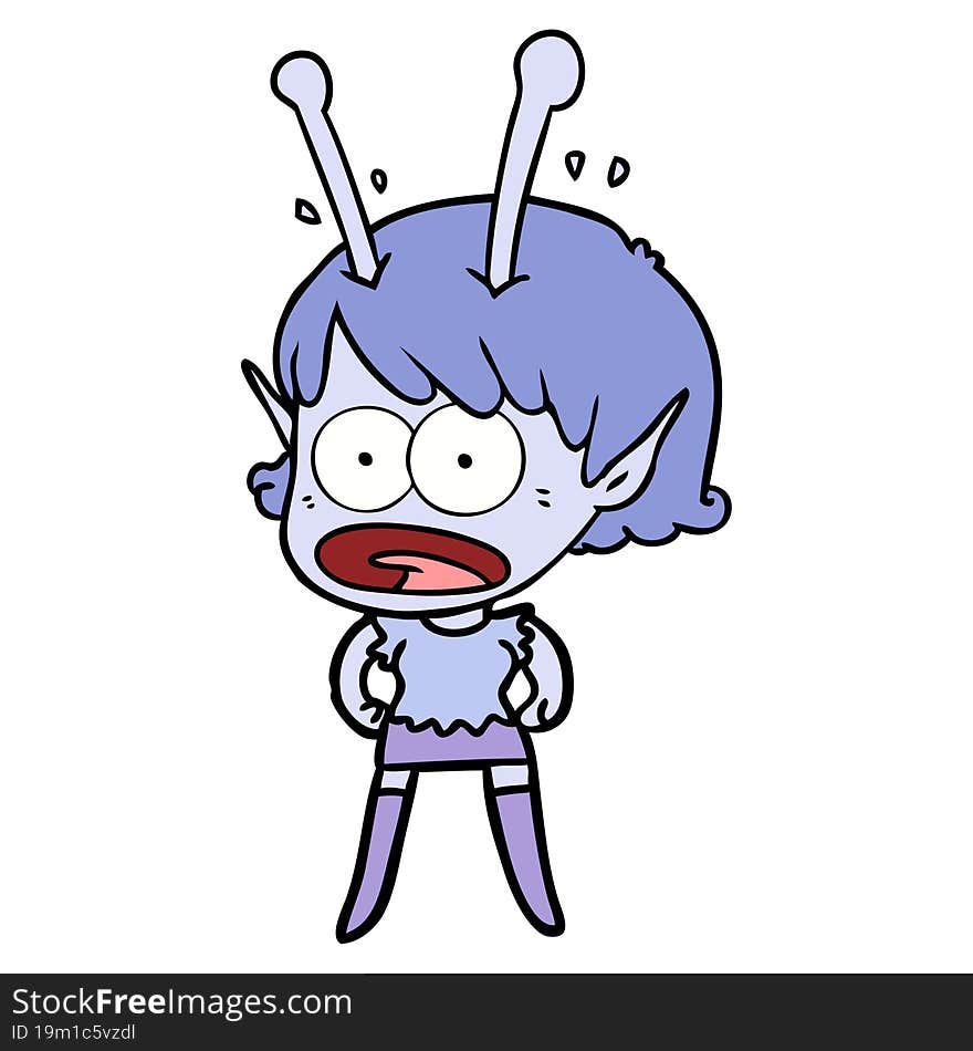 cartoon shocked alien girl. cartoon shocked alien girl