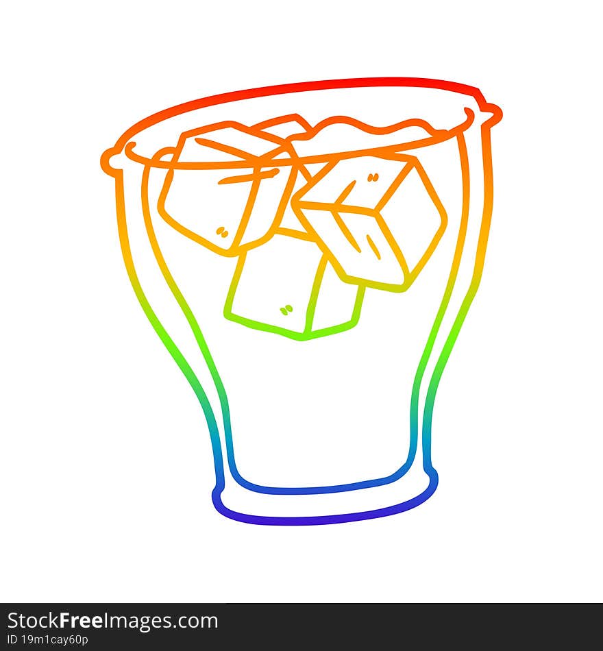 rainbow gradient line drawing glass of cola with ice