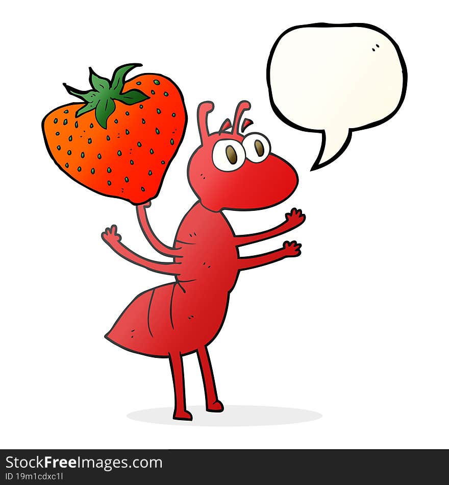 freehand drawn speech bubble cartoon ant carrying food