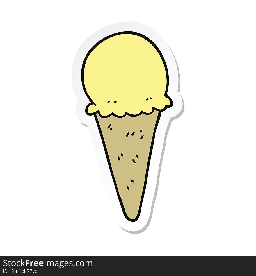 sticker of a cartoon ice cream