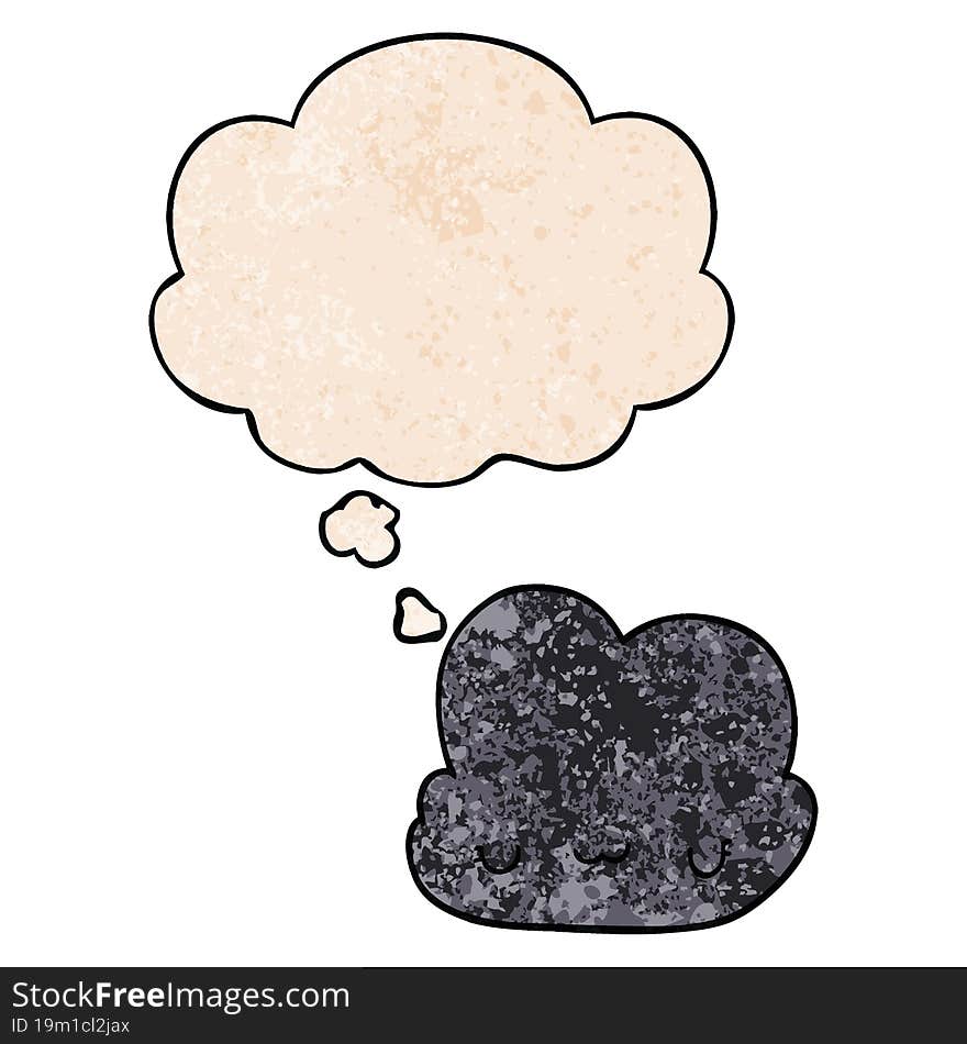 cute cartoon cloud and thought bubble in grunge texture pattern style