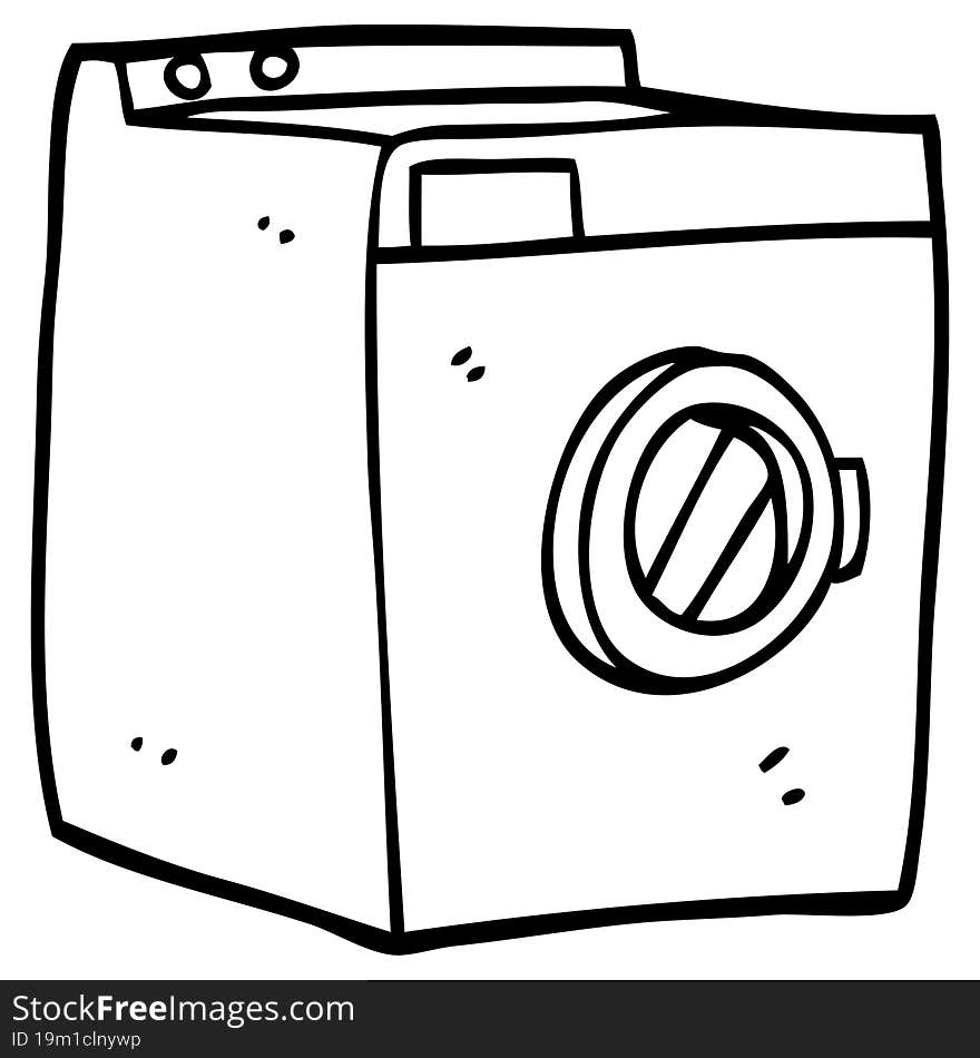 Line Drawing Cartoon Washing Machine