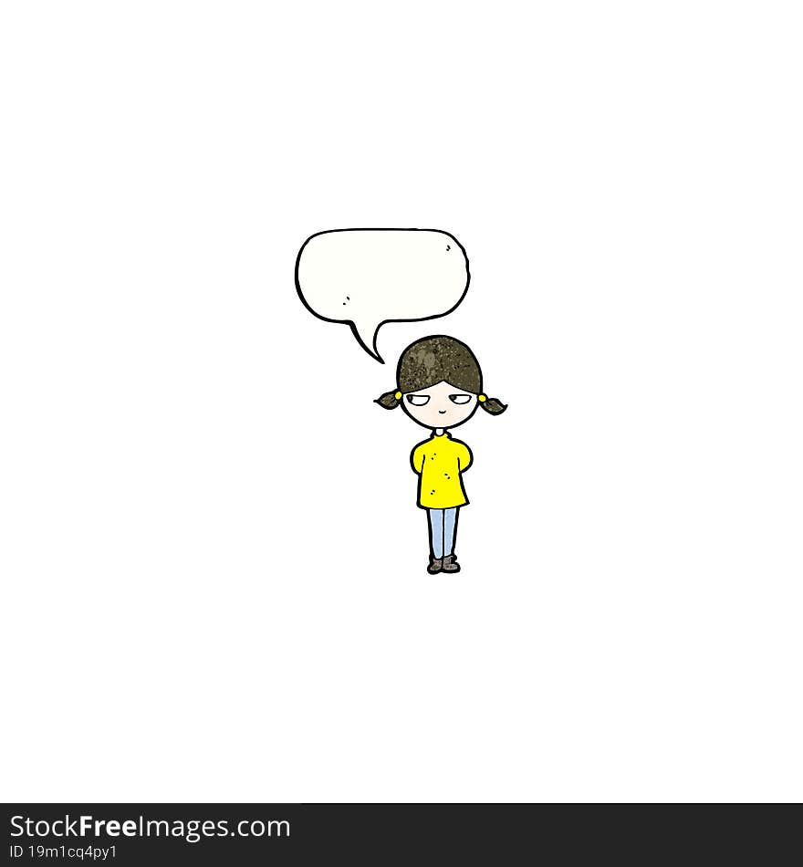 Cartoon Annoyed Girl With Speech Bubble