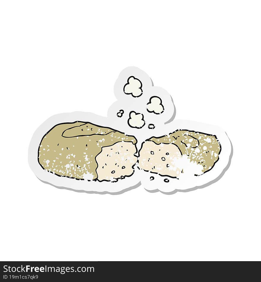 Retro Distressed Sticker Of A Cartoon Bread