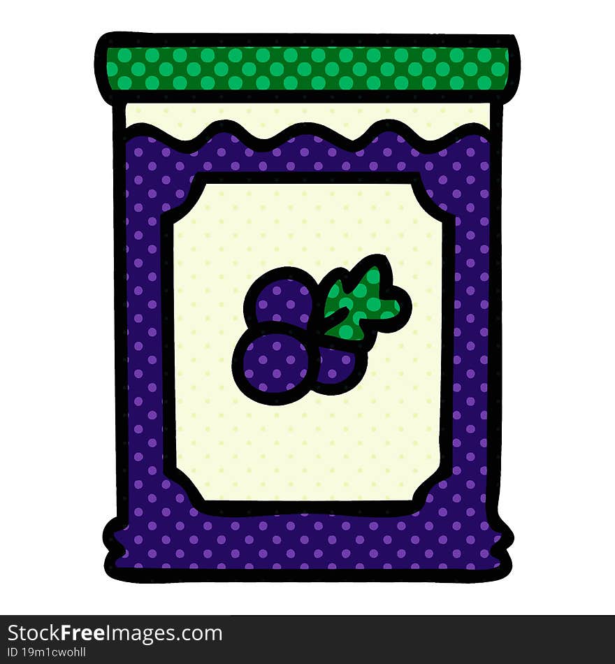 comic book style quirky cartoon blueberry jam. comic book style quirky cartoon blueberry jam