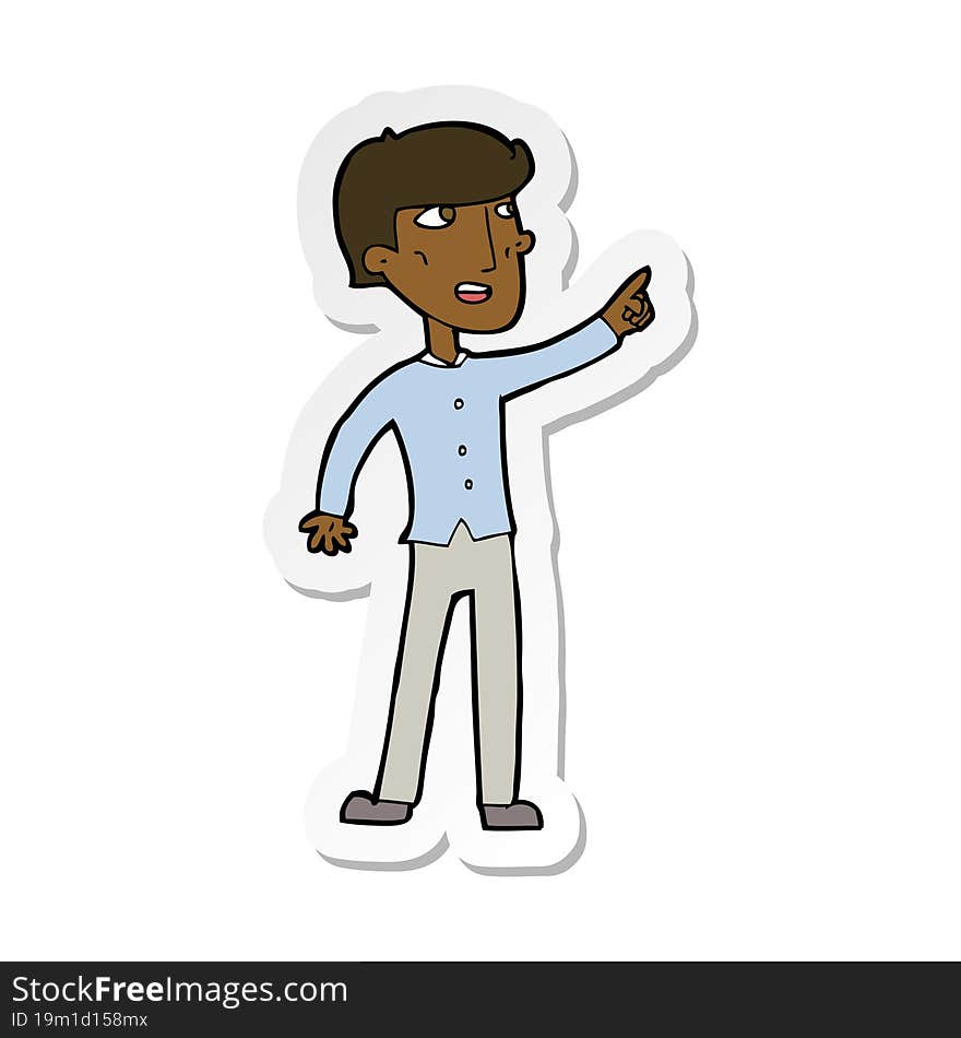 sticker of a cartoon man pointing