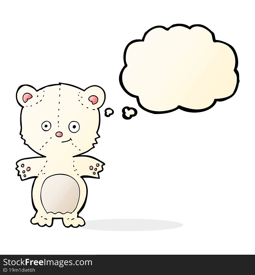 cartoon polar bear cub with thought bubble