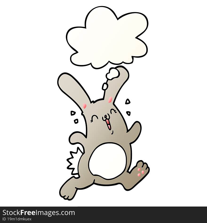 cartoon rabbit and thought bubble in smooth gradient style