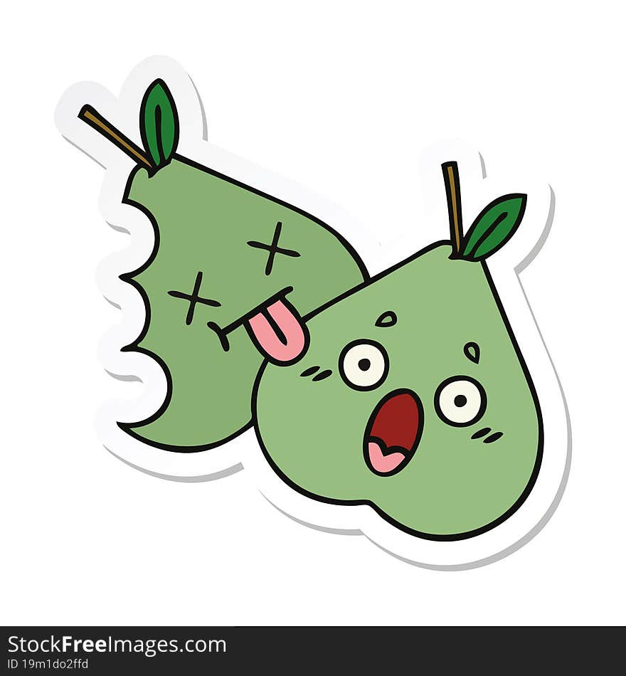 sticker of a cute cartoon green pear