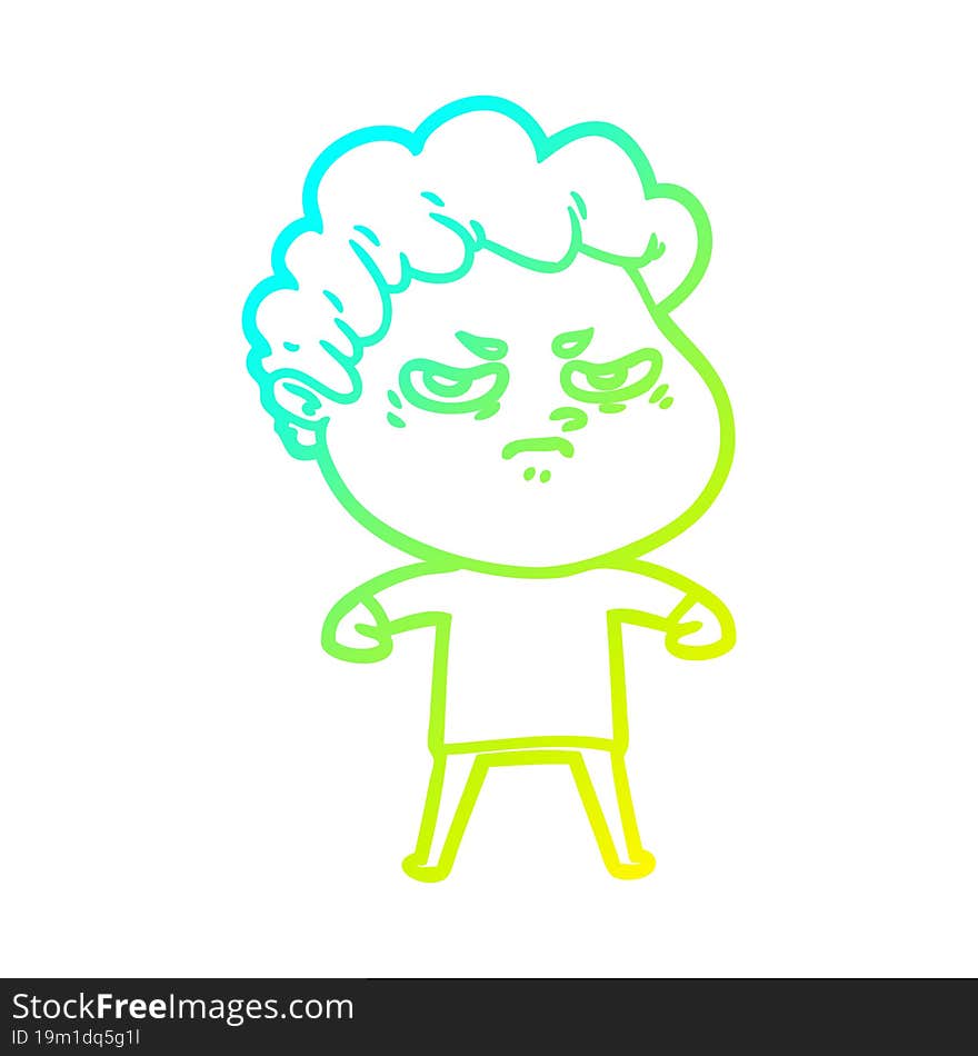 cold gradient line drawing cartoon angry man