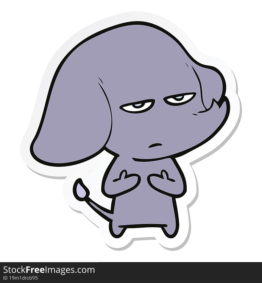 sticker of a annoyed cartoon elephant