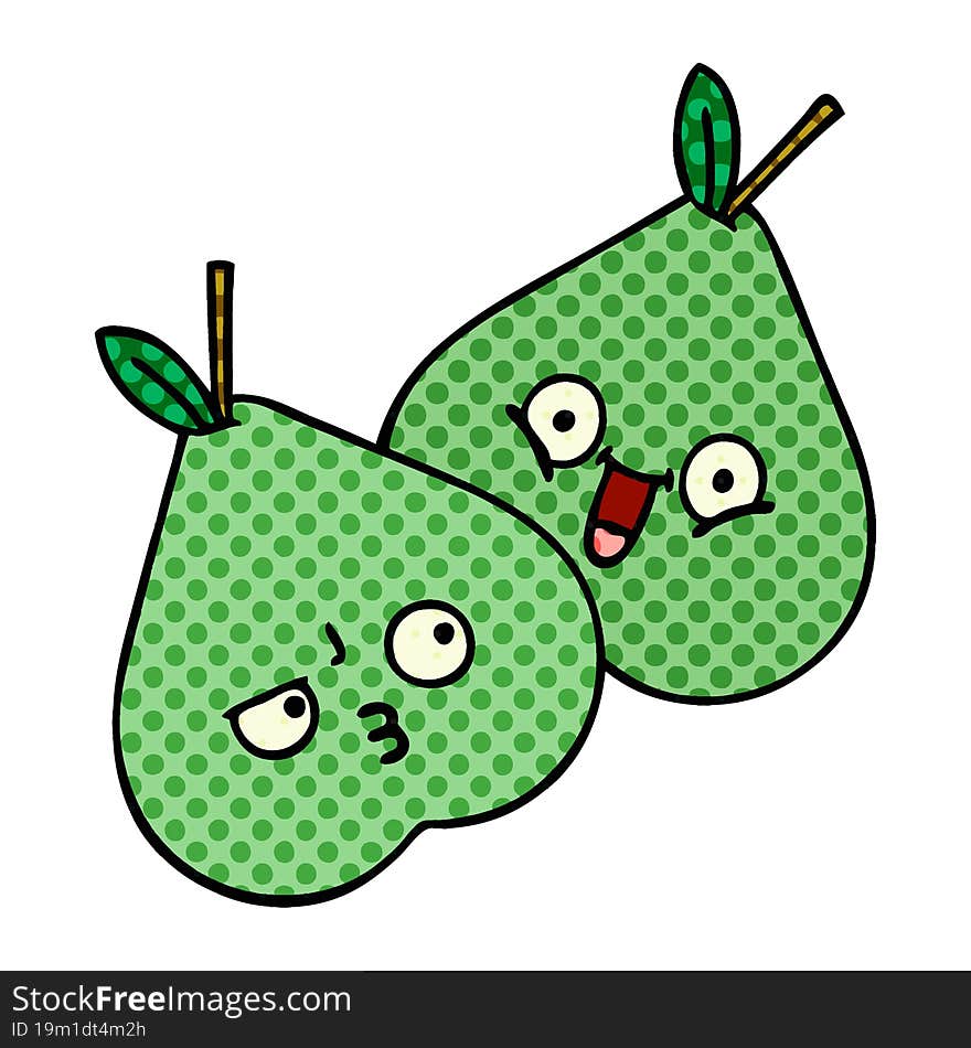 comic book style cartoon green pears