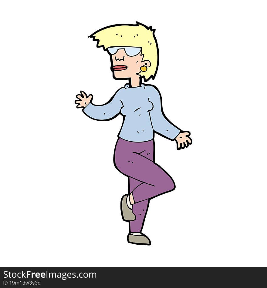 Cartoon Woman Waving