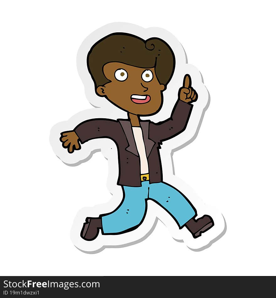 Sticker Of A Cartoon Man With Great Idea