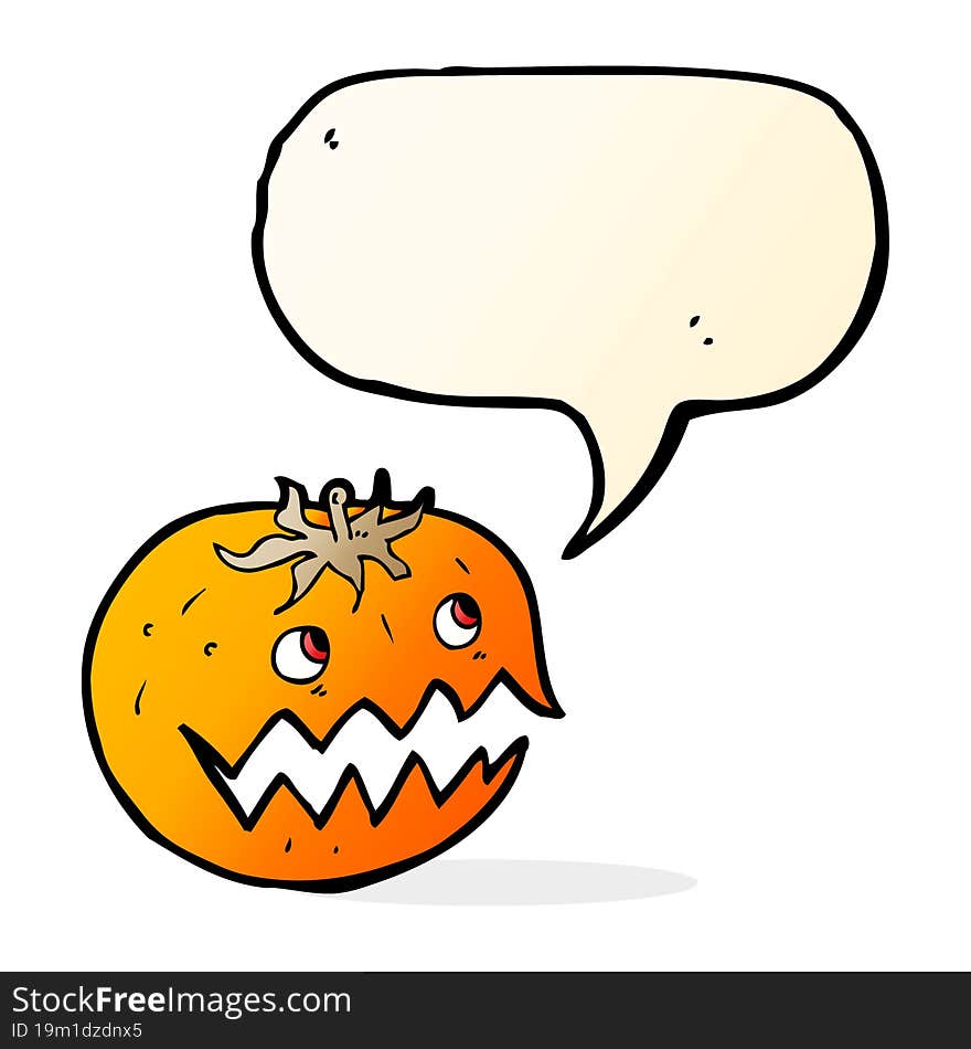 cartoon pumpkin with speech bubble