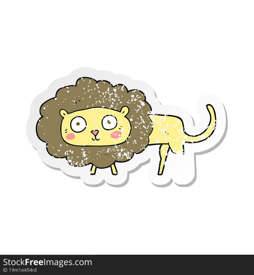 retro distressed sticker of a cartoon lion