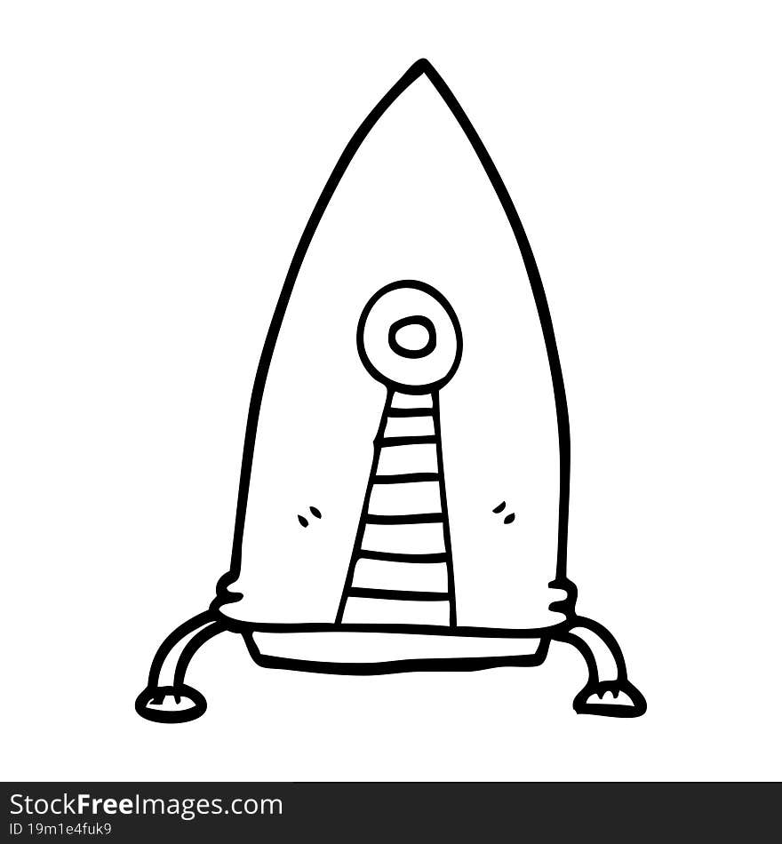 line drawing cartoon space rocket