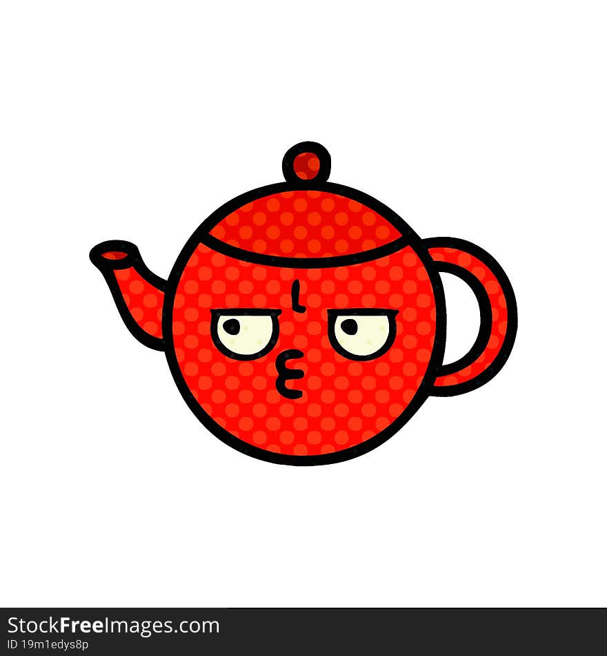 Comic Book Style Cartoon Teapot