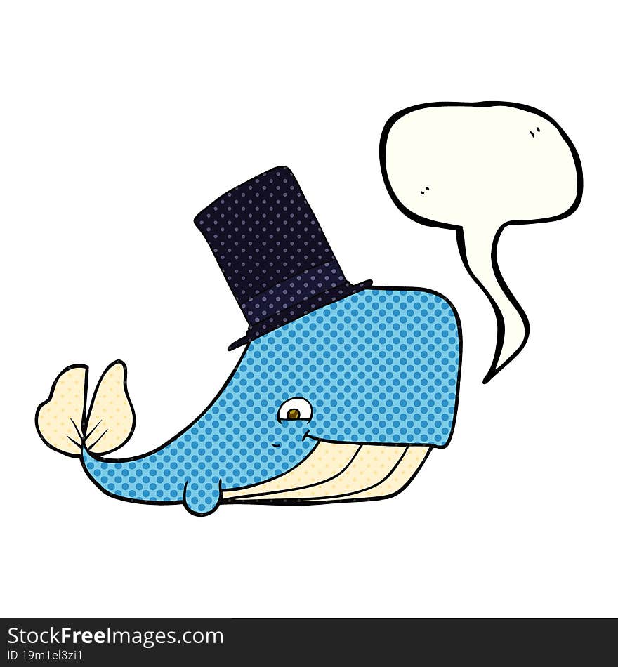 comic book speech bubble cartoon whale in top hat