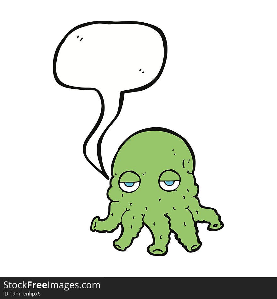 cartoon alien squid face with speech bubble