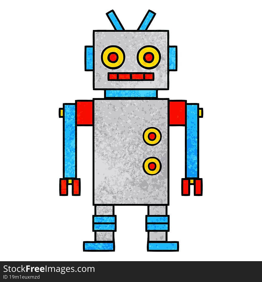 Retro Grunge Texture Cartoon Dancing Robot