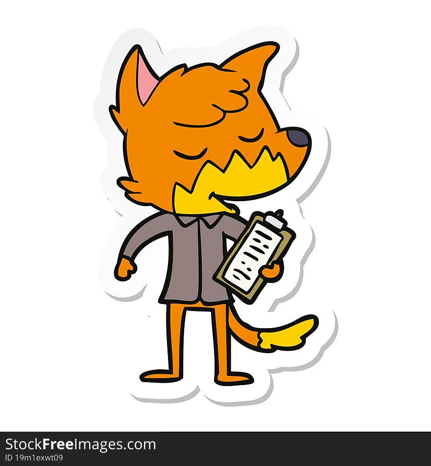 sticker of a friendly cartoon fox manager