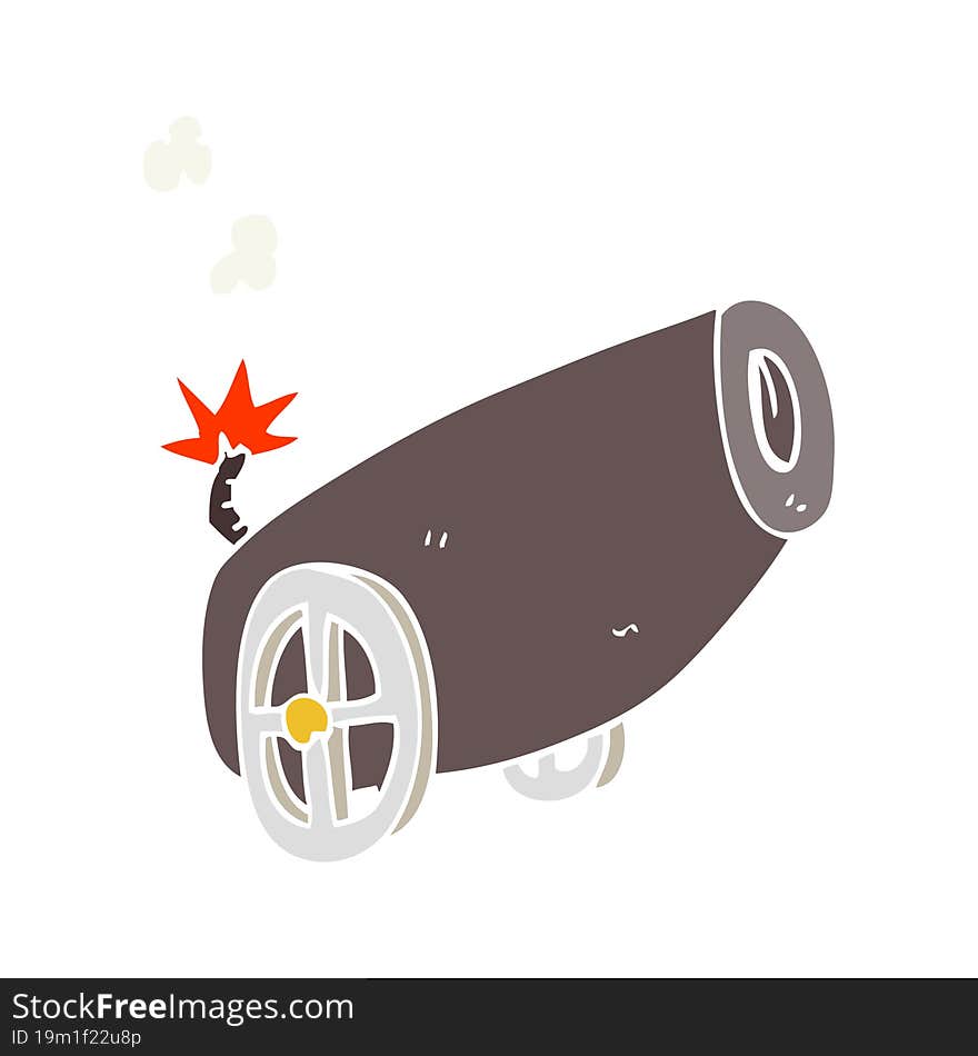 Flat Color Illustration Of A Cartoon Cannon