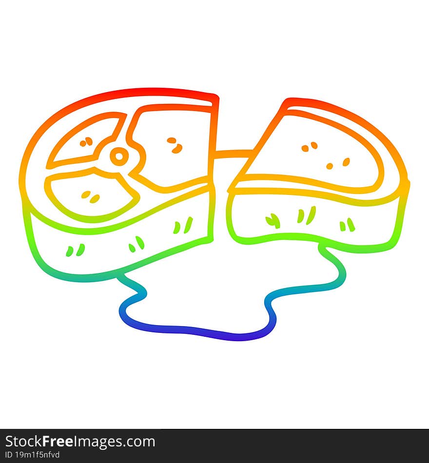 rainbow gradient line drawing cartoon well cooked meat