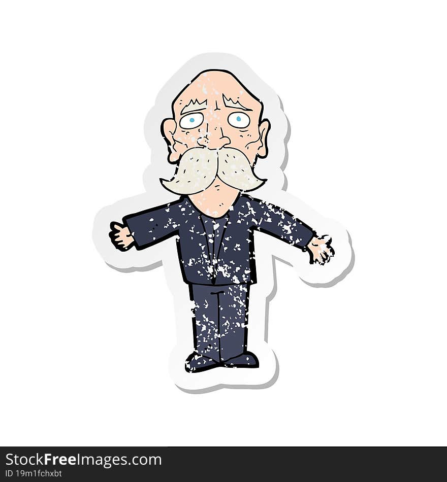 Retro Distressed Sticker Of A Cartoon Disapointed Old Man