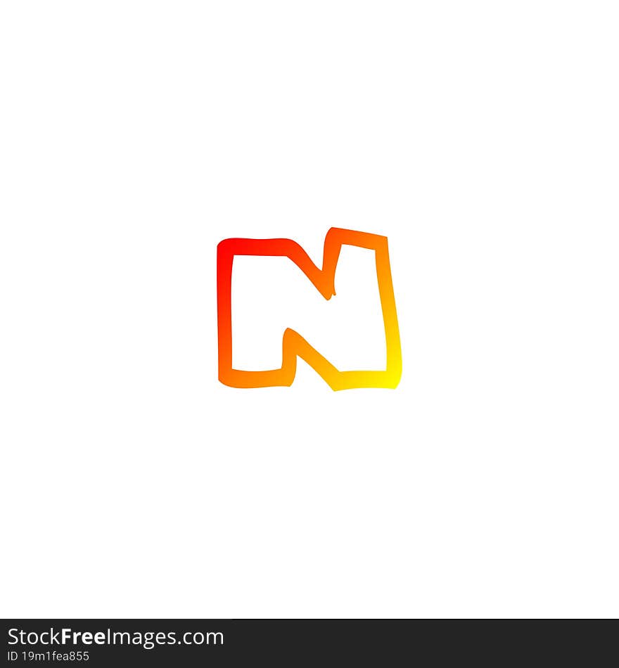 warm gradient line drawing of a cartoon letter n