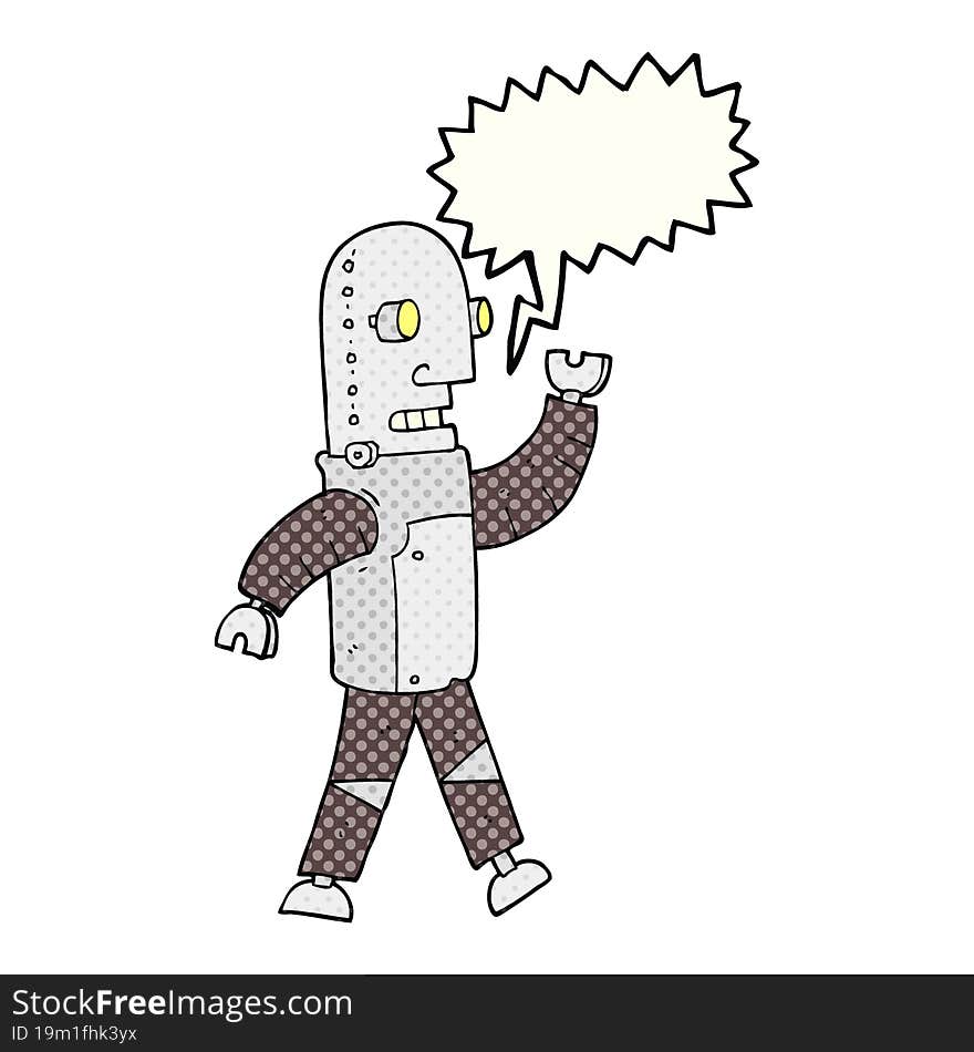 Comic Book Speech Bubble Cartoon Robot