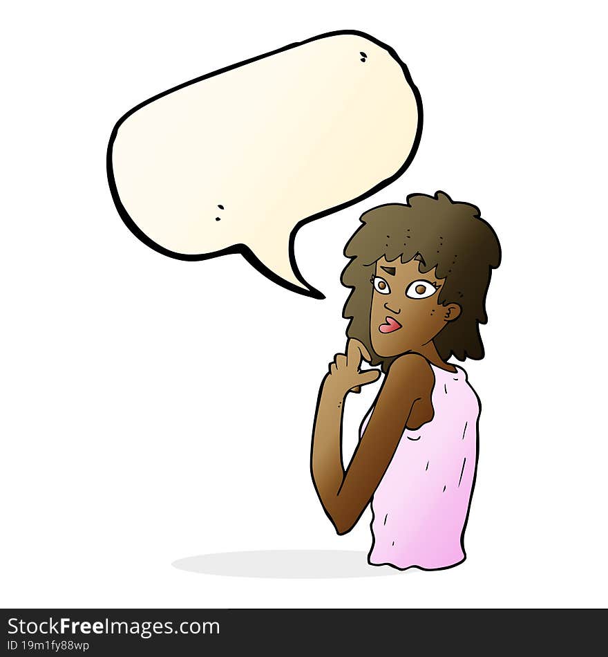 cartoon surprised woman with speech bubble