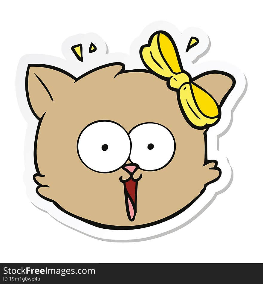 sticker of a cartoon surprised cat face