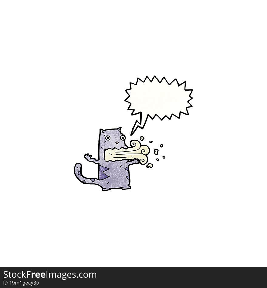 cartoon cat with bad breath