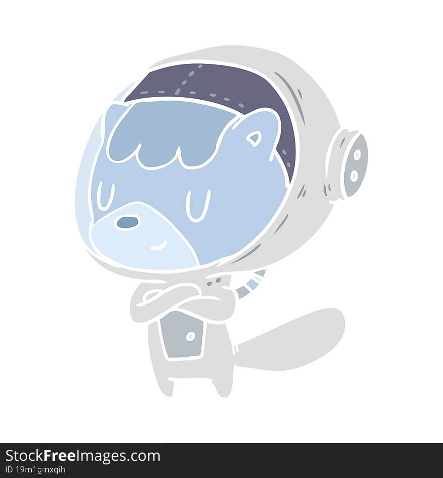 flat color style cartoon cat astronaut animals