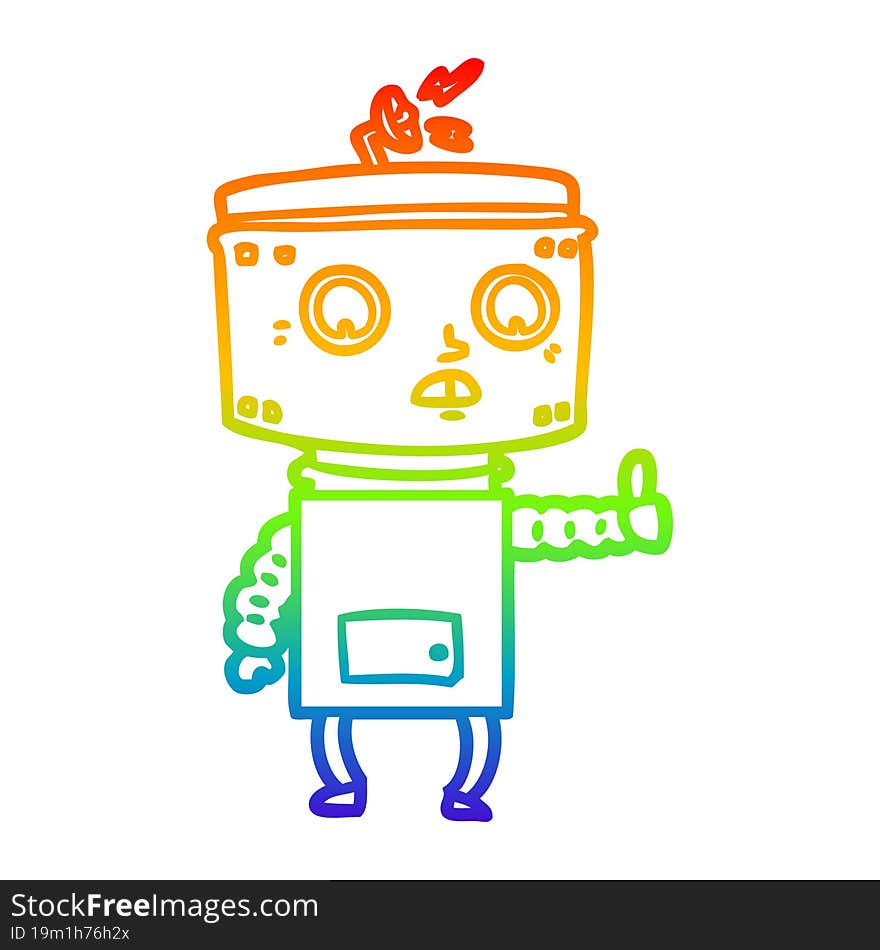 rainbow gradient line drawing cartoon robot