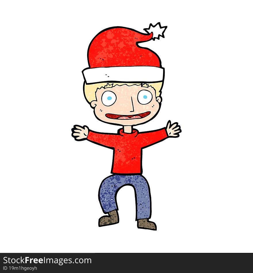 cartoon man ready for christmas