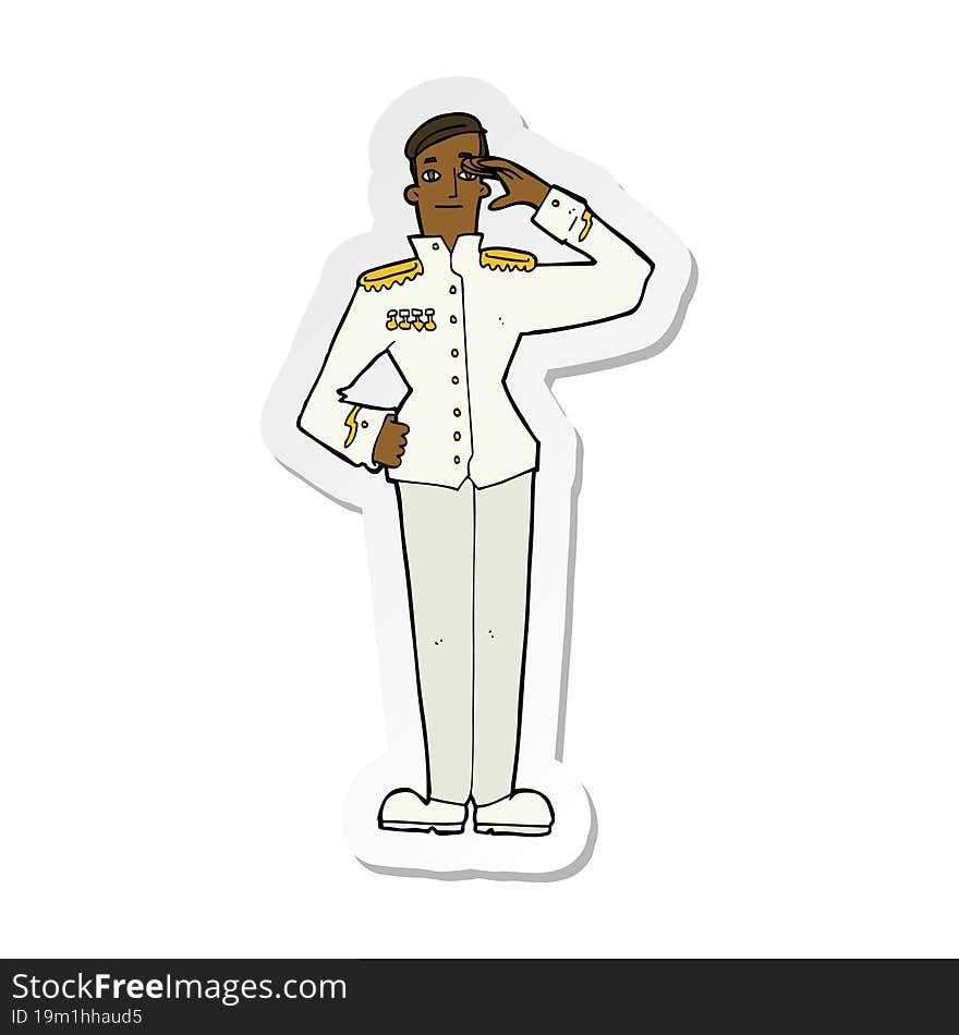 sticker of a cartoon military man in dress uniform