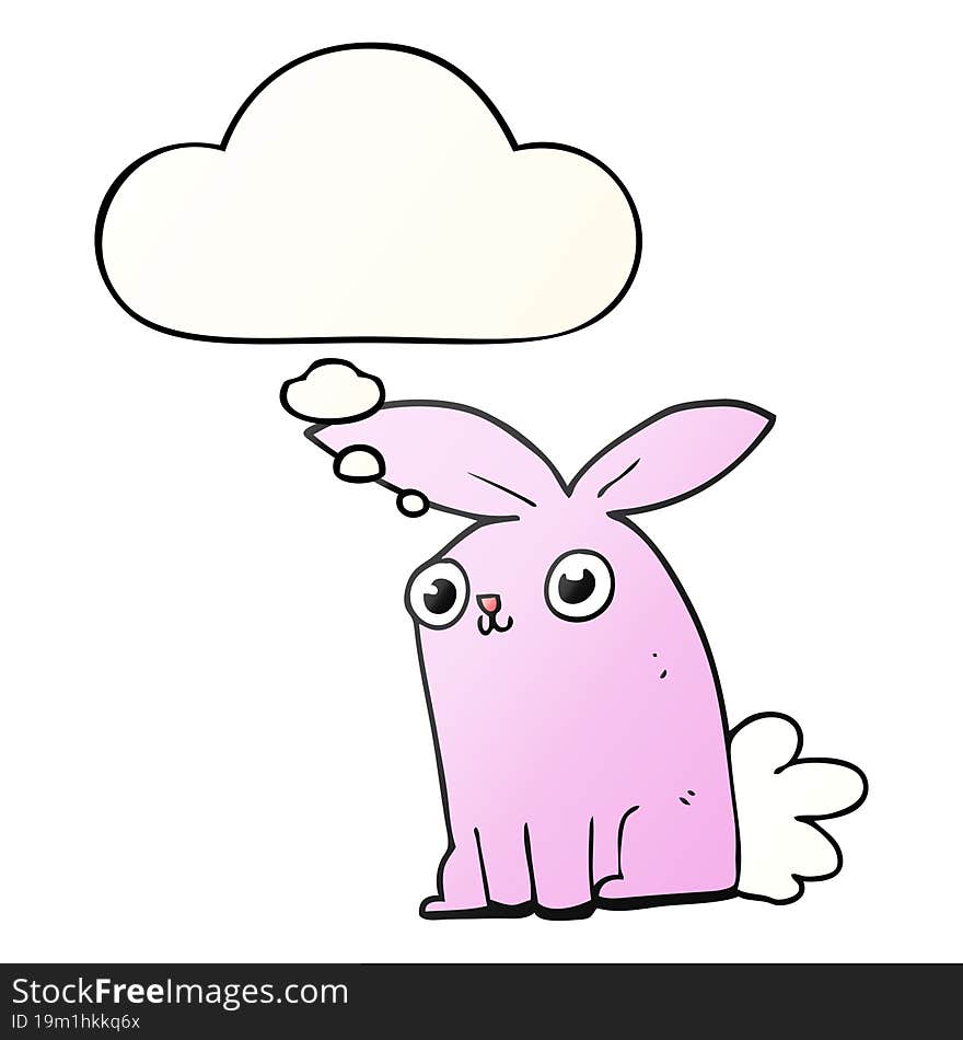 cartoon bunny rabbit and thought bubble in smooth gradient style