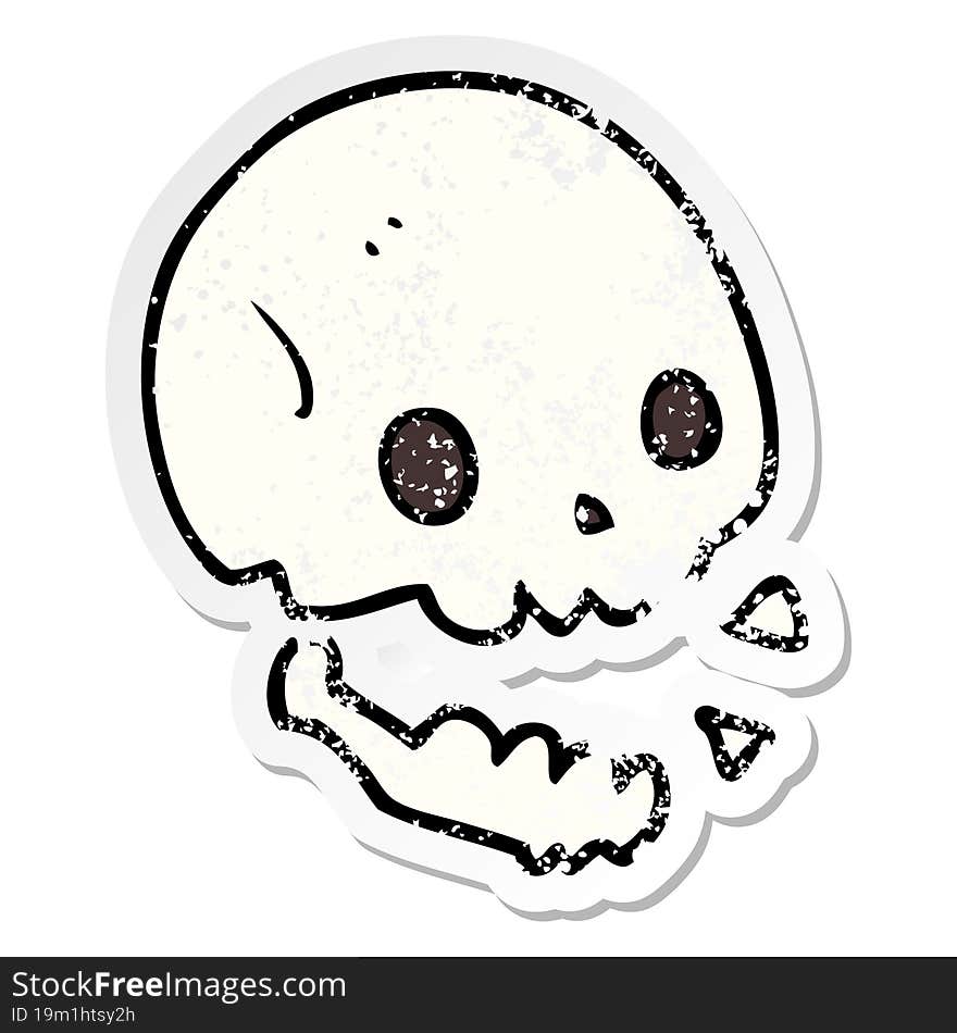 distressed sticker of a cartoon spooky skull