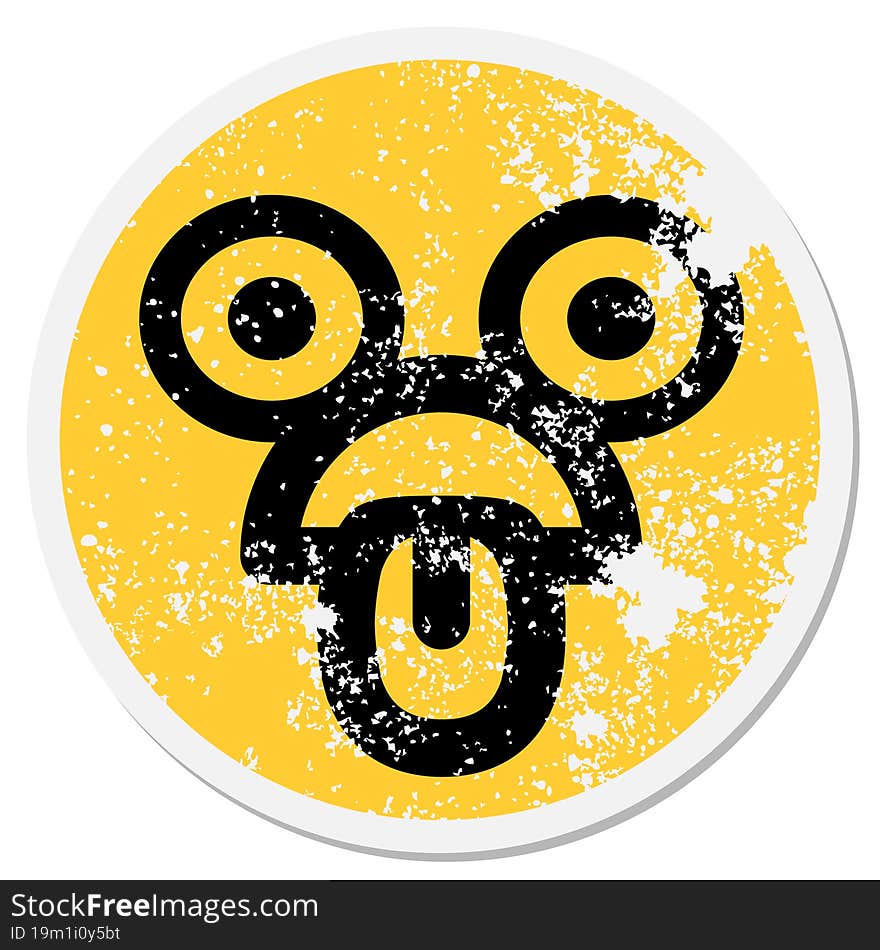 exhausted staring face circular sticker