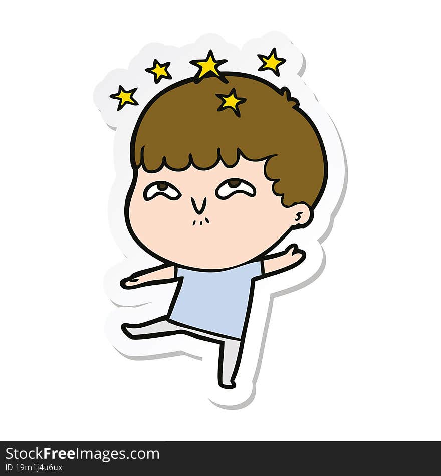 Sticker Of A Cartoon Amazed Boy