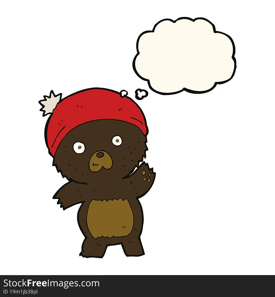 cute cartoon black bear with thought bubble